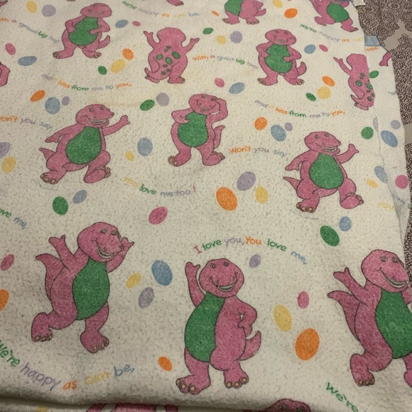 Barney Bedding Vtg 9s Barney Blanket With Theme Song Lyrics Y2k